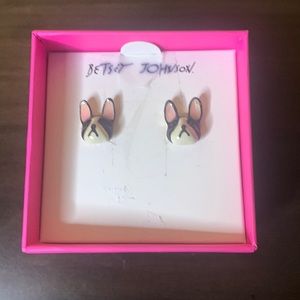Betsey Johnson Cute Enamel Puppy Bulldog Earrings